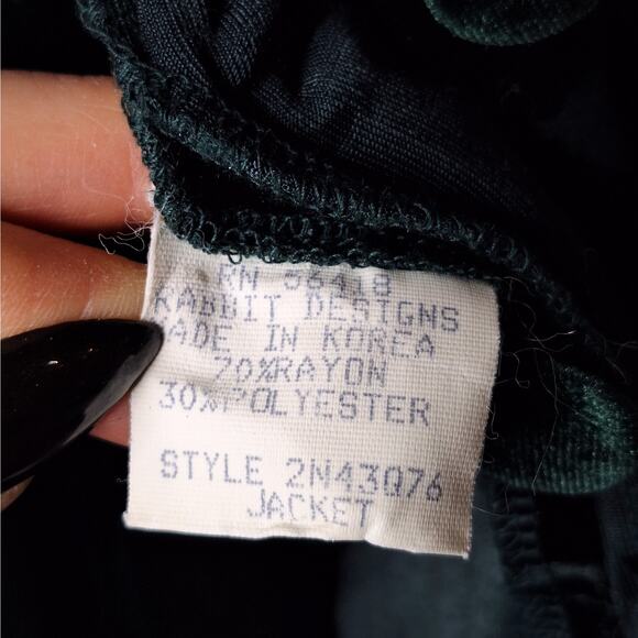 VTG 90s Rabbit Rabbit Burnout Velvet Dress Jacket Set 8 Maxi Whimsygoth Cottage - Picture 7 of 15